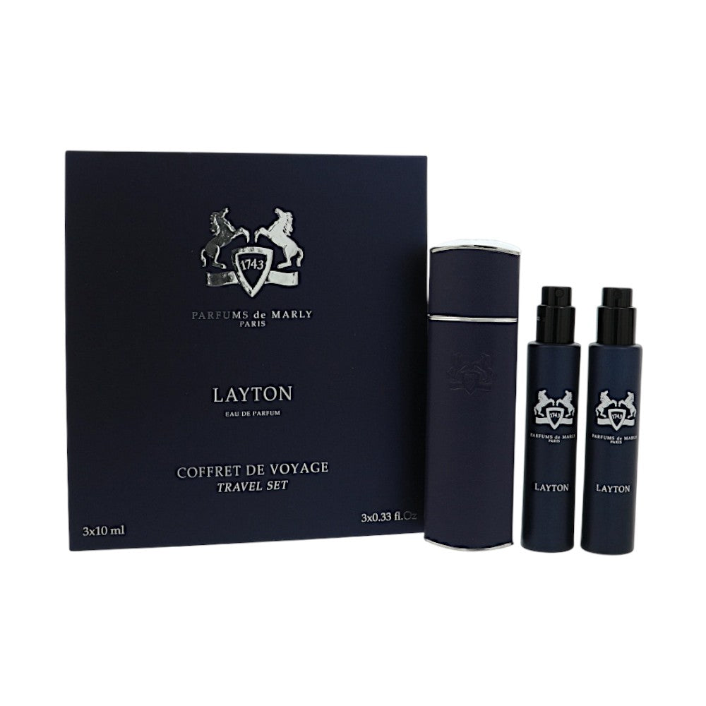 Layton Travel Set by Parfums De Marly for Men - 3 Piece Gift Set - 0.33 oz EDP ,0.33 oz EDP ,0.33 oz EDP