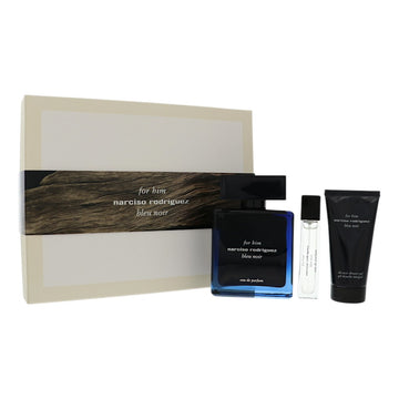 Narciso Rodriguez Bleu Noir by Narciso Rodriguez for Men - 3 Piece Set For Men: 3.3 oz EDP Spray, 0.33 oz EDP Spray, 1.6 oz All-Over Shower Gel