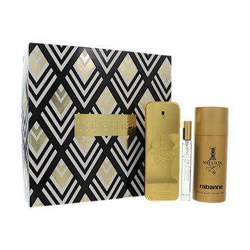 Paco Rabanne 1 Million by Paco Rabanne for Men - 3 Piece Gift Set For Men - 3.4 oz Edt, 5.1 oz Deodorant, 10 Ml EDT