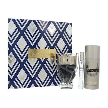 Paco Rabanne Invictus by Paco Rabanne for Men - 3 Piece Gift Set For Men - 3.4 oz Edt, 5.0 oz Deodorant, Mini EDT
