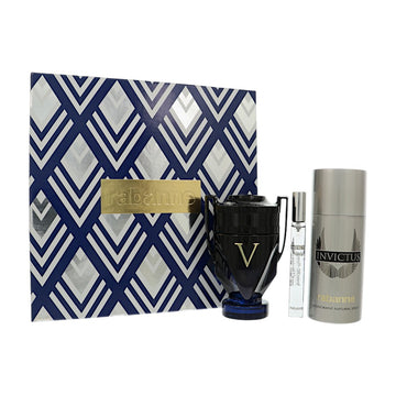 Invictus Victory Elixir by Paco Rabanne for Men - 3 Piece Gift Set - 3.4 oz EDP Spray ,5.1 oz Deodorant Spray ,0.34 oz EDP