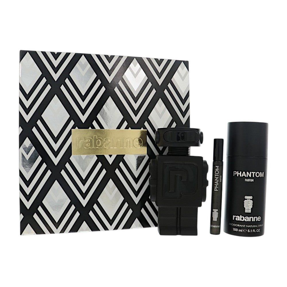 Paco Rabanne Phantom by Paco Rabanne for Men - 3 Piece Gift Set For Men - 3.4 oz Parfum, 5.0 oz Deodorant, 10 Ml Parfum