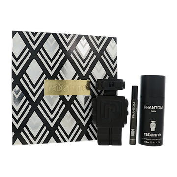 Paco Rabanne Phantom by Paco Rabanne for Men - 3 Piece Gift Set For Men - 3.4 oz Parfum, 5.0 oz Deodorant, 10 Ml Parfum