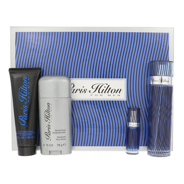 Paris Hilton by Paris Hilton for Men - 4 Piece Set For Men: 3.4 oz EDT Spray, 0.25 oz EDT Spray, 3 oz Hair and Body Wash, 2.75 oz Alcohol Free Deodorant Stick