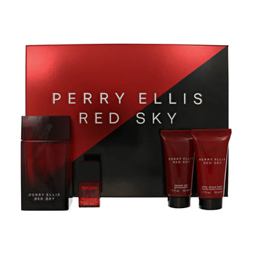 Red Sky by Perry Ellis for Men - 4 Piece Set For Men: 3.4 oz EDT Spray, 0.25 oz EDT Spray, 1.7 oz Shower Gel, 1.7 oz After Shave Balm
