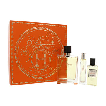 Terre Dhermes by Hermes for Men - 3 Piece Gift Set For Men - 3.3 oz EDT Spray, 0.5 oz EDT Spray, 1.35 oz Hair And Body Shower Gel