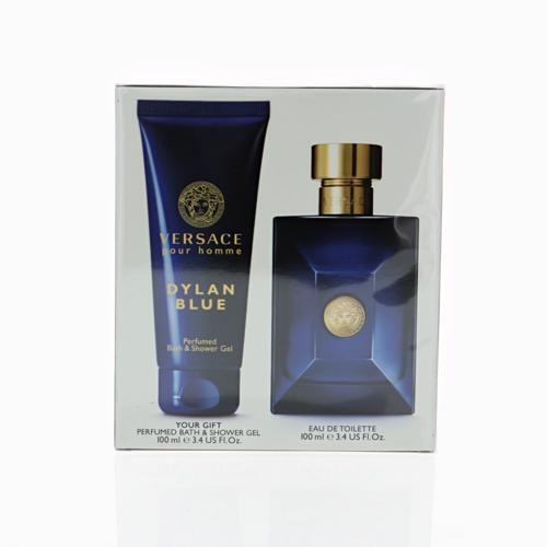 Versace Dylan Blue by Versace for Men - 2 Piece Gift Set - 3.4 oz EDT Spray, 3.4 oz Shower Gel