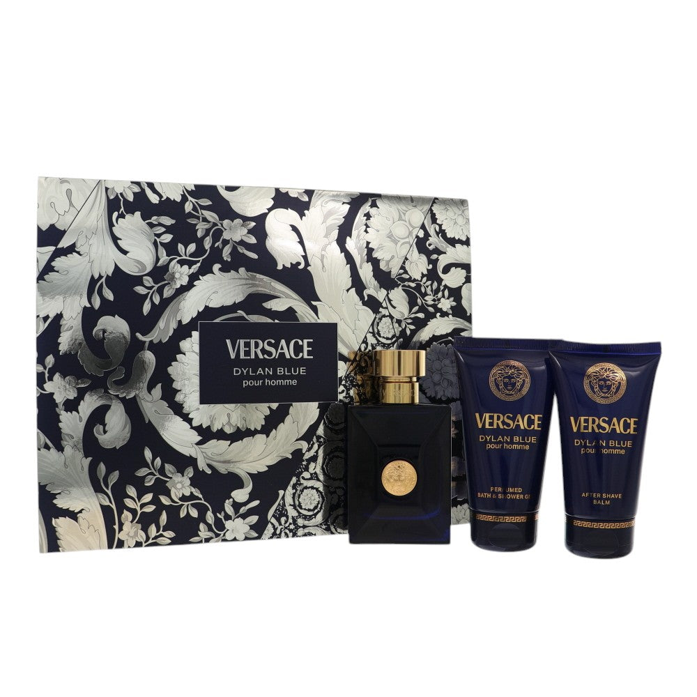 Dylan Blue by Versace for Men - 3 Piece Gift Set For Men - 1.7 oz EDT Spray, 1.7 oz Bath and Shower Gel, 1.7 oz After Shave Balm