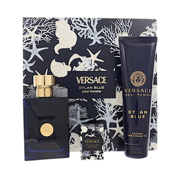 Versace Dylan Blue by Versace for Men - 3 Piece Set For Men: 3.4 oz EDT Spray, 0.17 oz EDT Splash, 5 oz Bath and Shower Gel