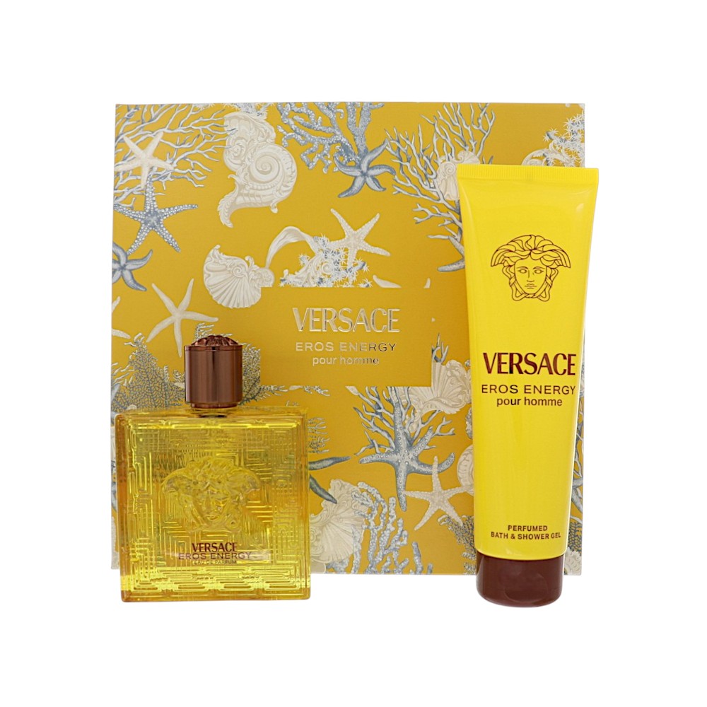 Eros Energy by Versace for Men - 2 Piece Set For Men: 3.4 oz EDP Spray, 5 oz Perfumed Bath and Shower Gel