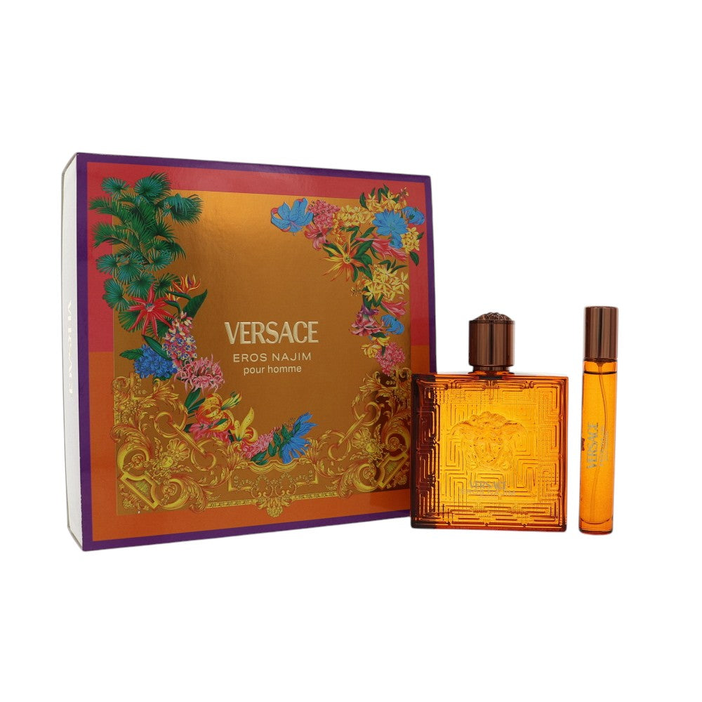 Eros Najim by Versace for Men - 2 Piece Gift Set For Men - 3.4 oz Parfum Spray, 0.33 oz Parfum