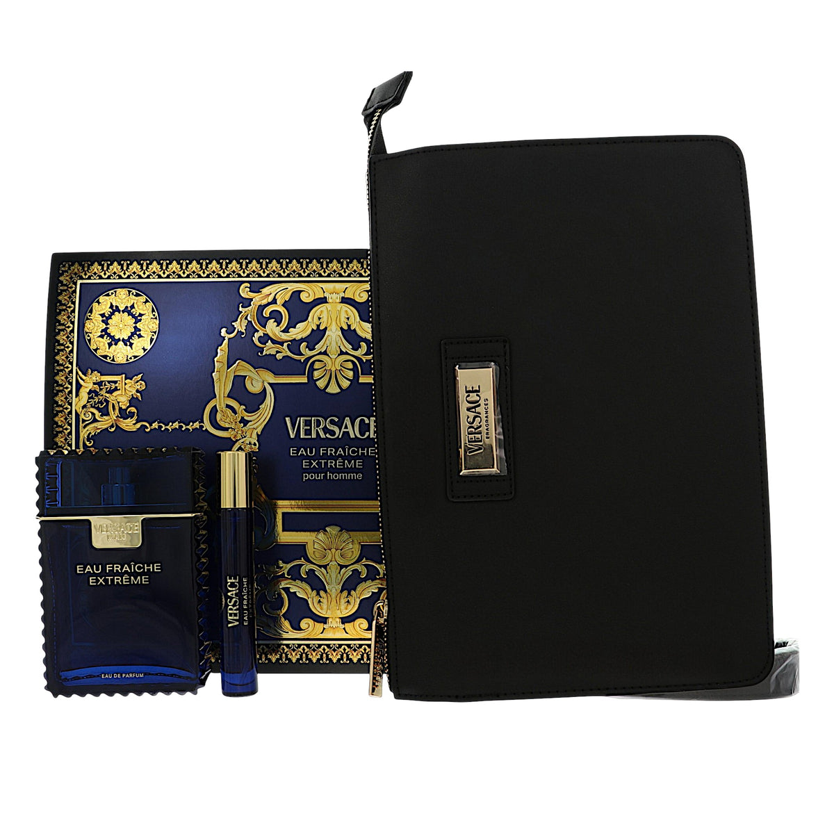Versace Eau Fraiche Extreme by Versace for Men - 3 Piece Gift Set - 3.4 oz EDP Spray ,0.3 oz EDP Spray ,pouch