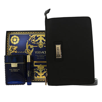 Versace Eau Fraiche Extreme by Versace for Men - 3 Piece Gift Set - 3.4 oz EDP Spray ,0.3 oz EDP Spray ,pouch