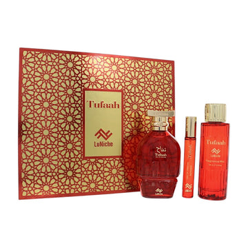 Tufaah by Luniche for Unisex - 3 Piece Gift Set For Unisex - 3.4 oz EDP Spray, 0.3 oz EDP Spray, 3.4 oz Fragrance Mist