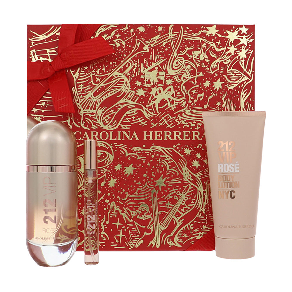 212 Vip Rose by Carolina Herrera for Women - 3 Piece Set For Women: 2.7 oz EDP Spray, 0.34 oz EDP Spray, 3.4 oz Body Lotion