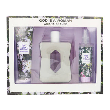 God Is A Woman by Ariana Grande for Women - 3 Piece Set For Women: 3.4 oz EDP Spray, 4 oz Body Mist, 3.4 oz Body Souffle