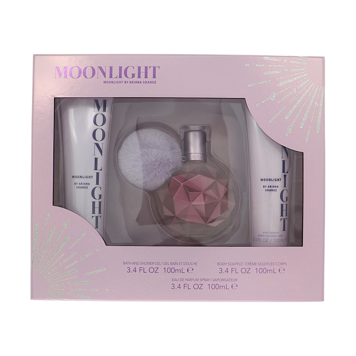 Moonlight by Ariana Grande for Women - 3 Piece Gift Set For Women - 3.4 oz EDP Spray, 3.4 oz Body Lotion, 3.4 oz Shower Gel