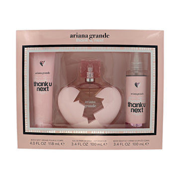 Thank U,Next by Ariana Grande for Women - 3 Piece Set For Women: 3.4 oz EDP Spray, 4 oz Body Mist, 3.4 oz Body Souffle