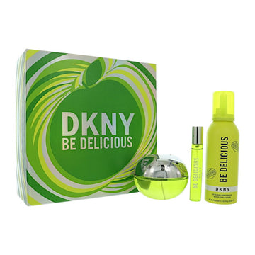 Be Delicious by Dkny for Women - 3 Piece Gift Set - 3.4 oz EDP Spray ,0.5 oz EDP Spray ,5.1 oz Refreshing Shower Mousse
