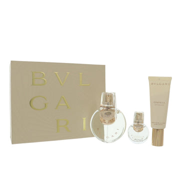 Bvlgari Omnia Crystalline by Bvlgari for Women - 3 Piece Gift Set For Women - 3.4 oz EDT Spray, 0.5 oz EDT Spray, 1.4 oz Hand Cream
