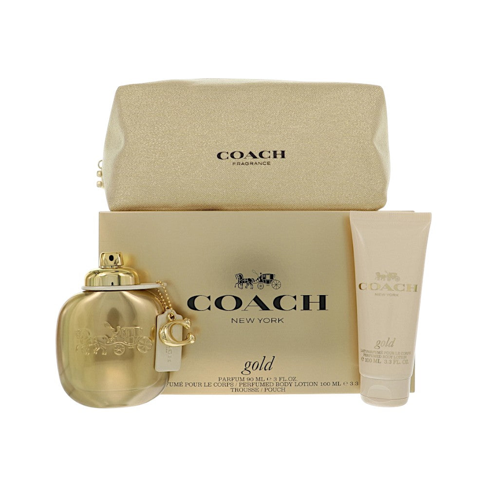 Coach Gold by Coach for Women - 3 Piece Gift Set - 3.0 oz EDP Spray ,3.3 oz Body Lotion ,pouch