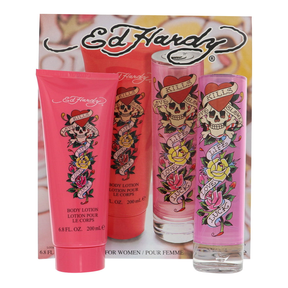 Ed Hardy by Christian Audigier for Women - 2 Piece Set For Women: 3.4 oz EDP Spray, 6.8 oz Body Lotion
