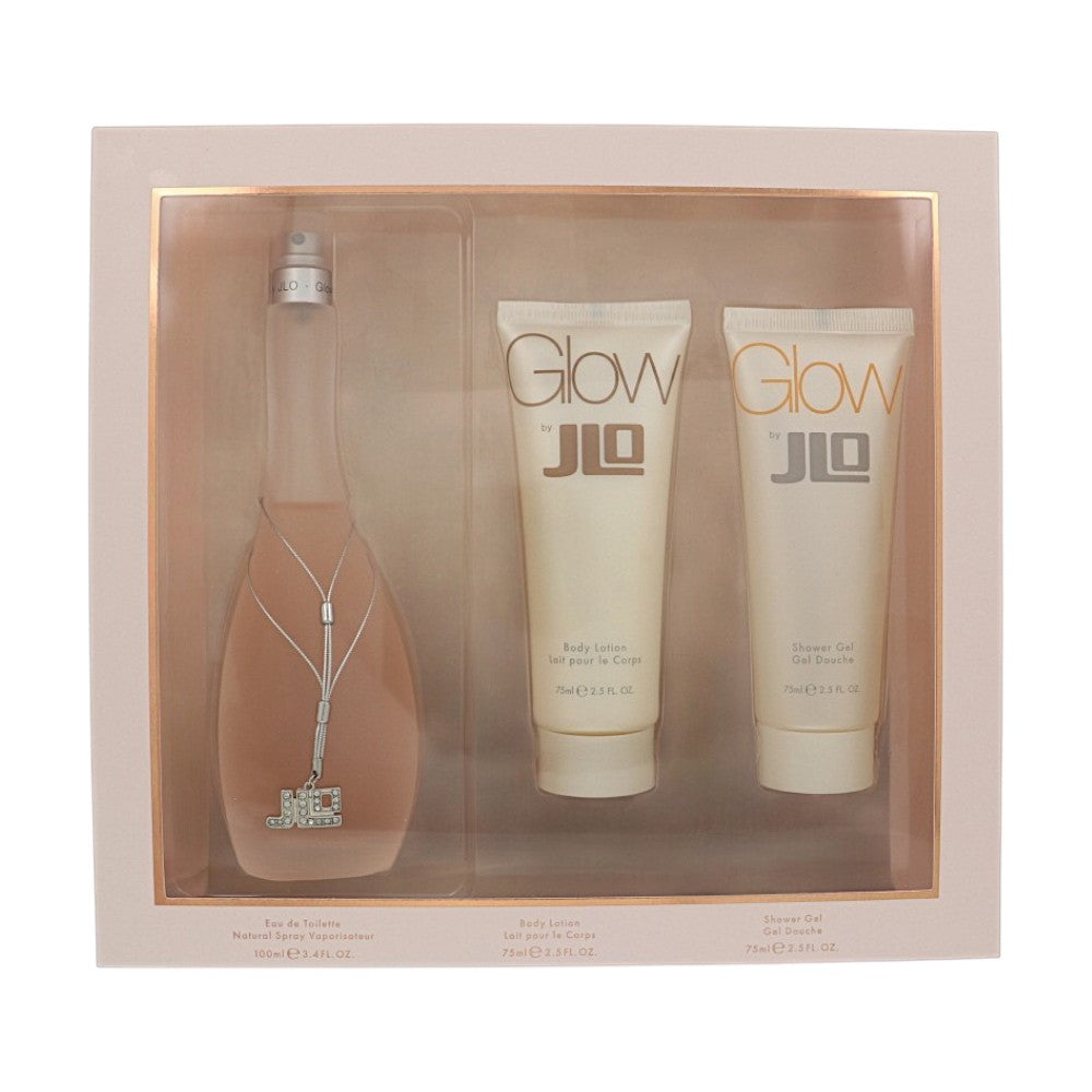 Glow by Jlo for Women - 3 Piece Set For Women: 3.4 oz EDT Spray, 2.5 oz Body Lotion, 2.5 oz Shower Gel