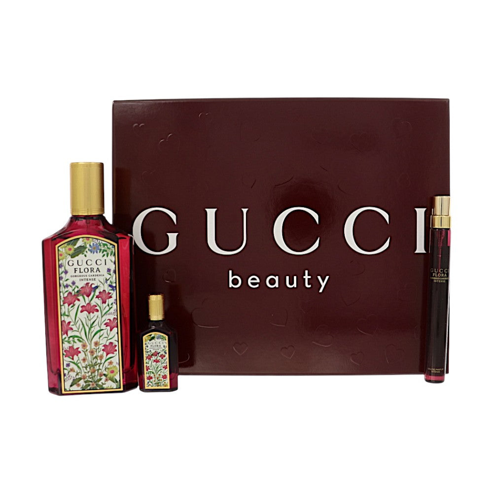 Gucci Flora Gorgeous Gardenia Intense by Gucci for Women - 3 Piece Set For Women: 3.3 oz EDP Spray, 0.33 oz EDP Spray, 0.16 oz EDP Splash