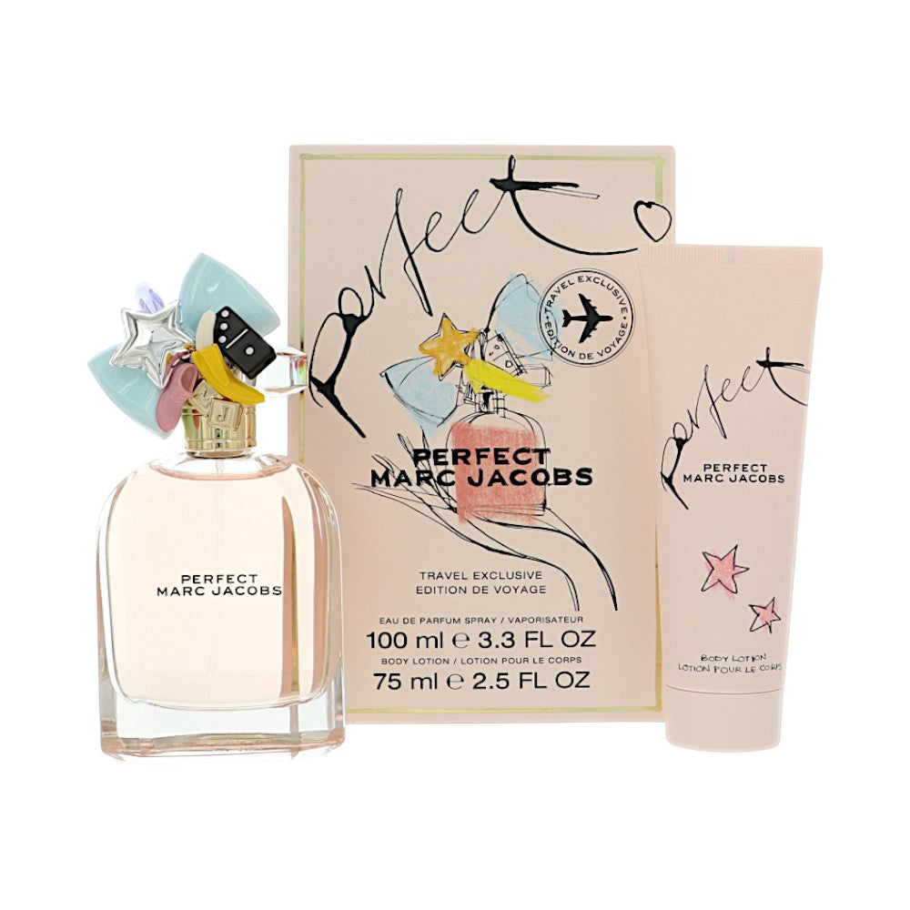Marc Jacobs Perfect by Marc Jacobs for Women - 2 Piece Set For Women: 3.3 oz EDP Spray, 2.5 oz Body Lotion