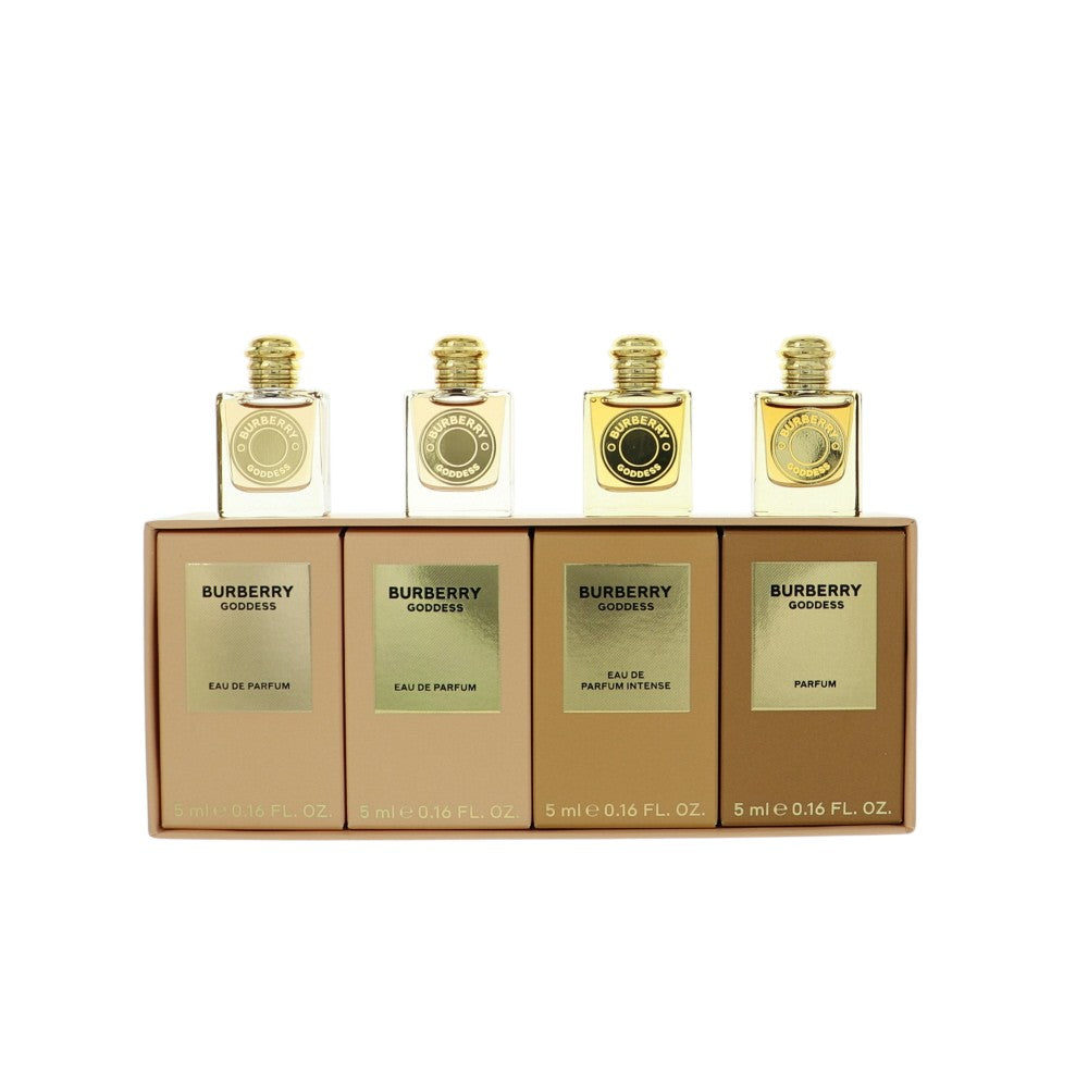 Goddess Mini Set by Burberry for Women - 4 Piece Gift Set For Women - 0.16 oz EDP Goddess, 0.16 oz EDP Goddess, 0.16 oz EDP Goddess Intense, 0.16 oz Parfum Goddess