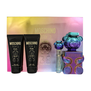 Toy 2 Pearl by Moschino for Women - 4 Piece Gift Set - 3.4 oz EDP Spray ,0.3 oz EDP Spray ,3.4 oz Perfumed Bath and Shower Gel ,3.4 oz Perfumed Body Lotion
