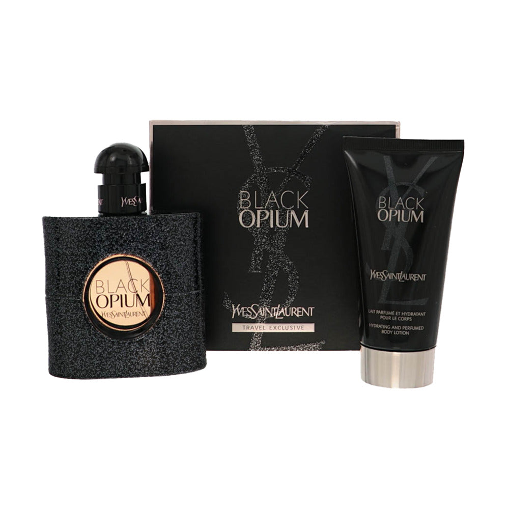 Black Opium by Yves Saint Laurent for Women - 2 Piece Gift Set For Women - 1.6 oz EDP Spray, 1.6 oz Shimmering Moisture Body Lotion