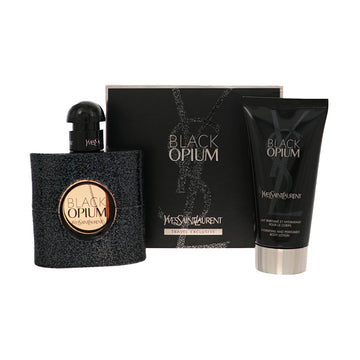 Black Opium by Yves Saint Laurent for Women - 2 Piece Gift Set For Women - 1.6 oz EDP Spray, 1.6 oz Shimmering Moisture Body Lotion