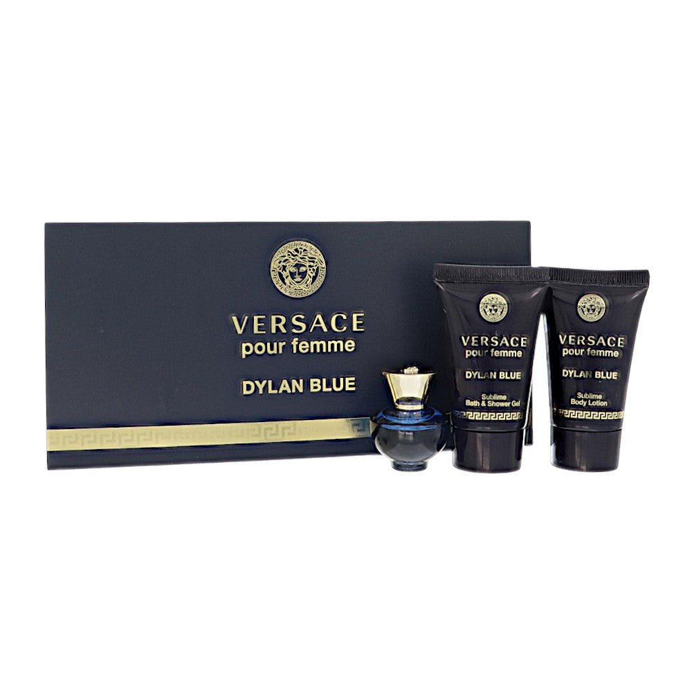 Dylan Blue by Versace for Women - 3 Piece Set For Women: 0.17 oz EDP Splash, 0.8 oz Bath and Shower Gel, 0.8 oz Body Lotion