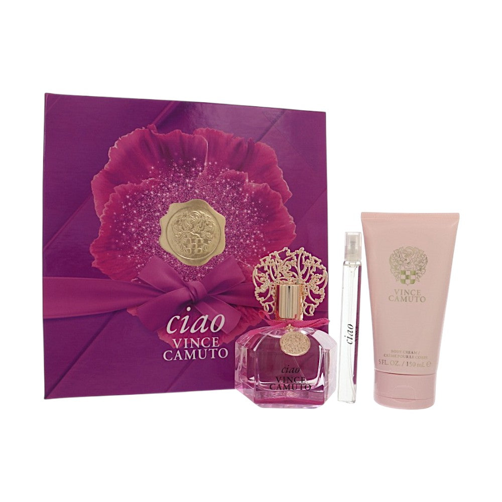 Ciao by Vince Camuto for Women - 3 Piece Set For Women: 3.4 oz EDP Spray, 0.34 oz EDP Spray, 5 oz Body Cream