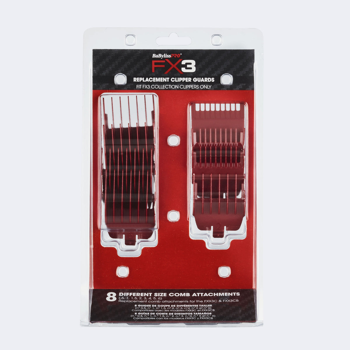 Replacement Clipper Guards - FXX3CGR by BaBylissPRO for Men - 8 Pc Clipper